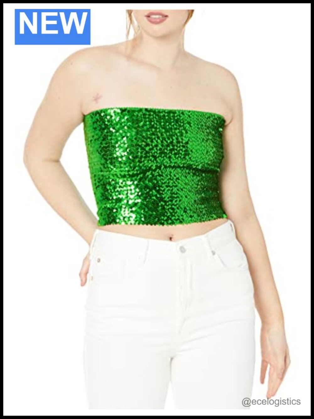Sequin Tube Top Sparkling Stretch Party Clubwear Crop Sleeveless